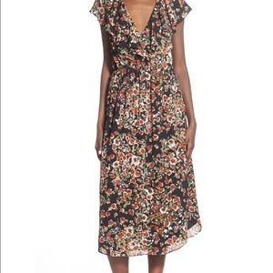 Wayf Ruffle Sleeve Floral Midi Dress
